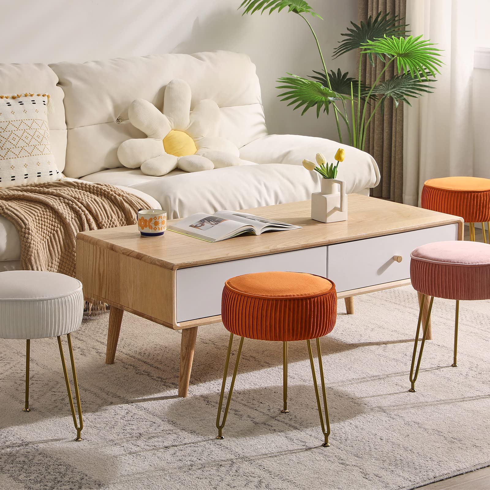 IBUYKE gold-legs vanity stool suitable for living rooms
