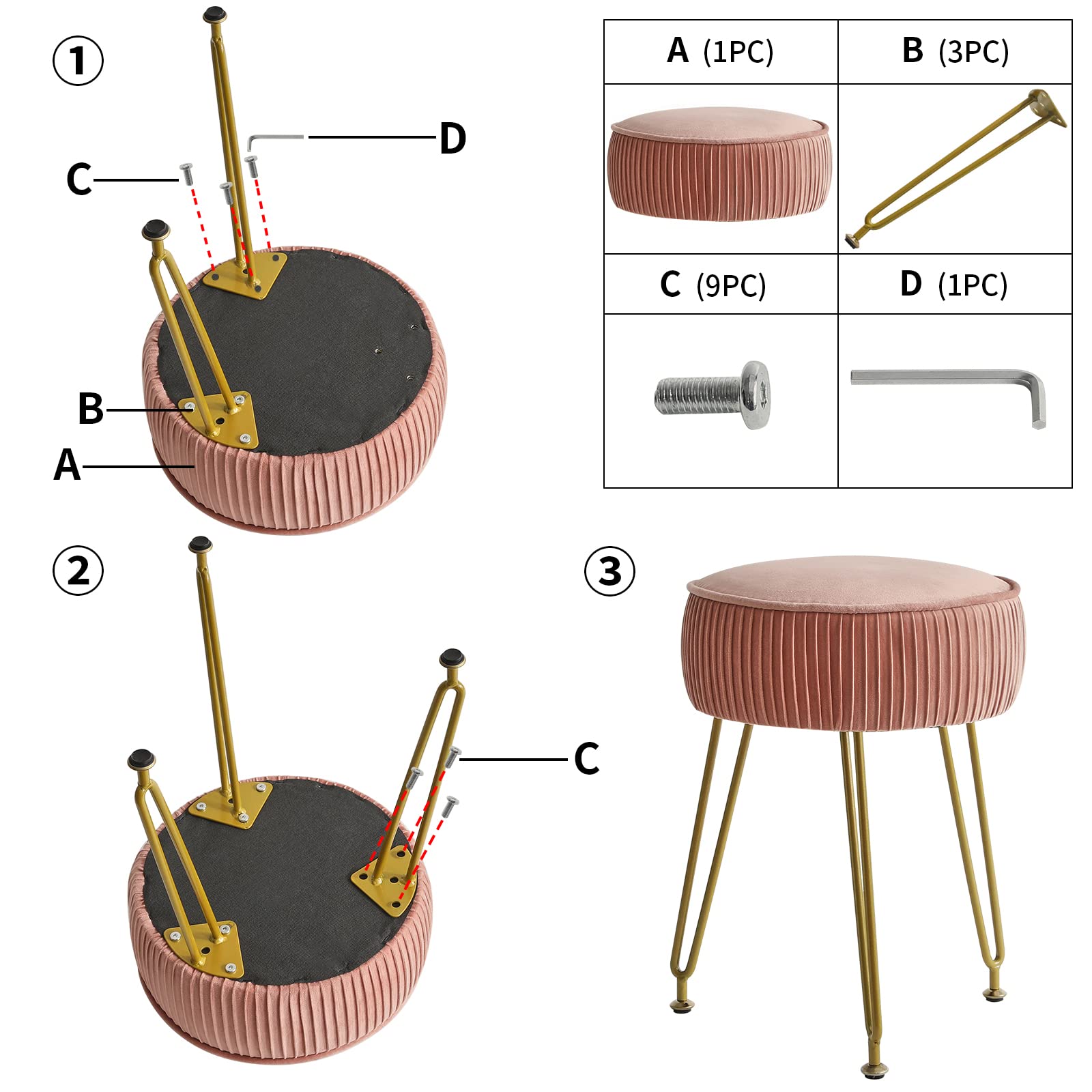 IBUYKE space-saving stool ideal for bedroom or office