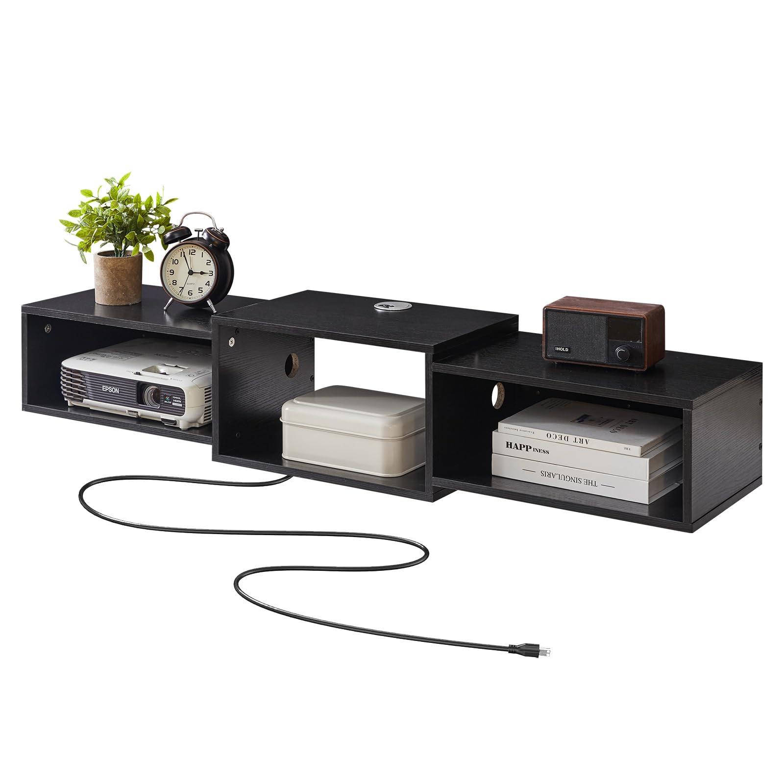 IBUYKE two-story shelves help declutter living rooms and offices.