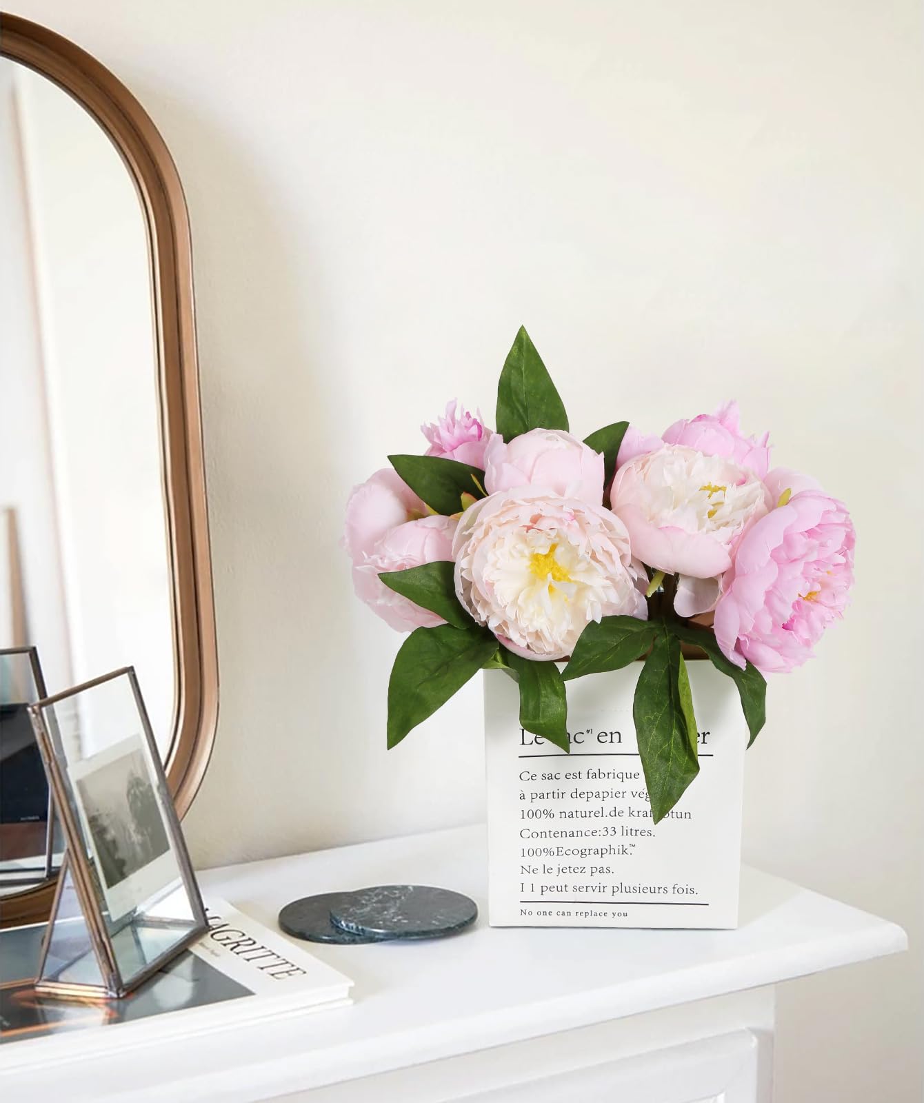 ICBOX pink peonies stems with wire for easy shaping and customization.