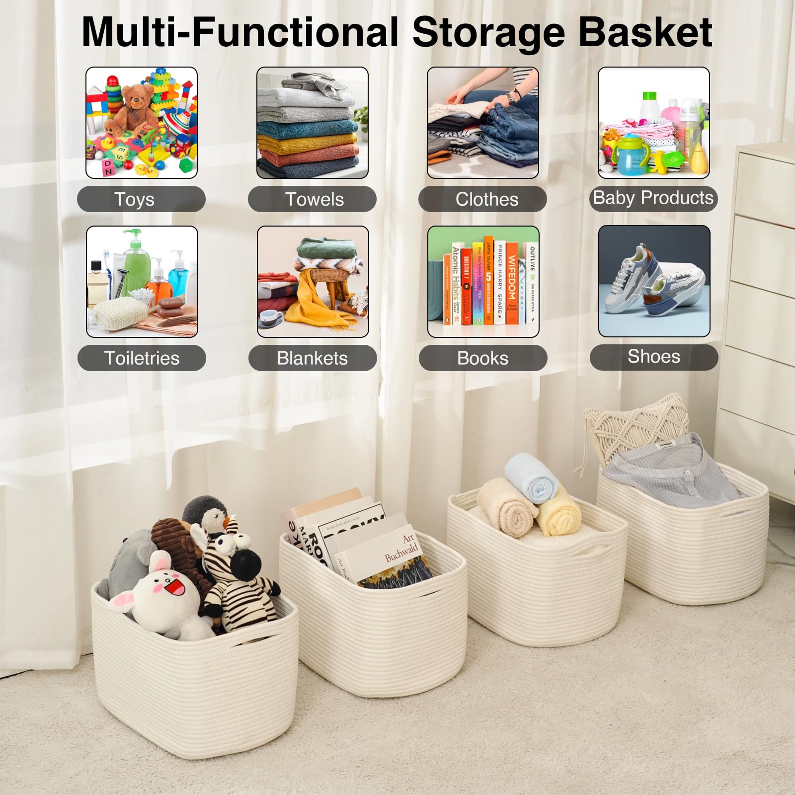 ICERZCZ storage baskets organizing clothes in a closet