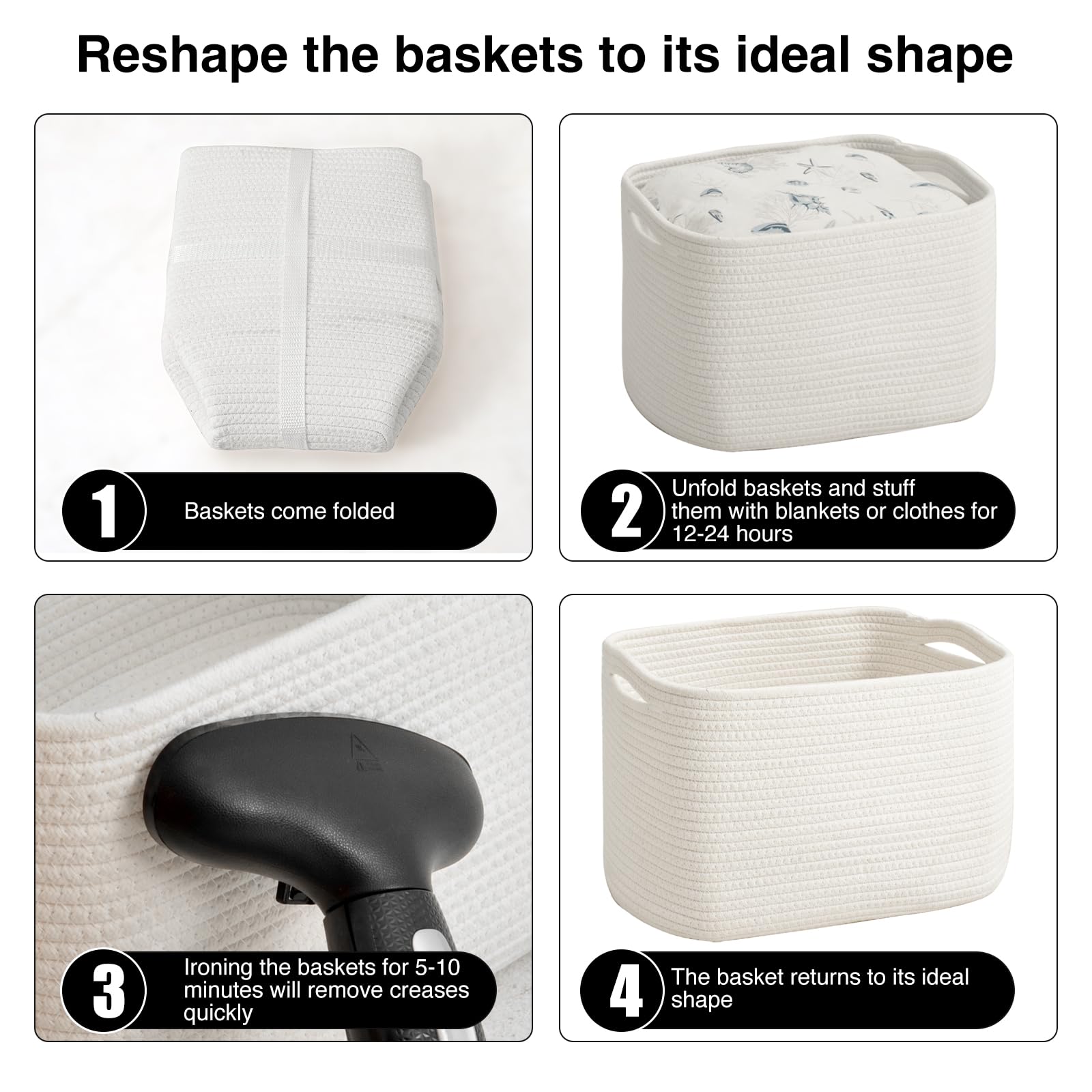 ICERZCZ storage baskets with collapsible handles for transport