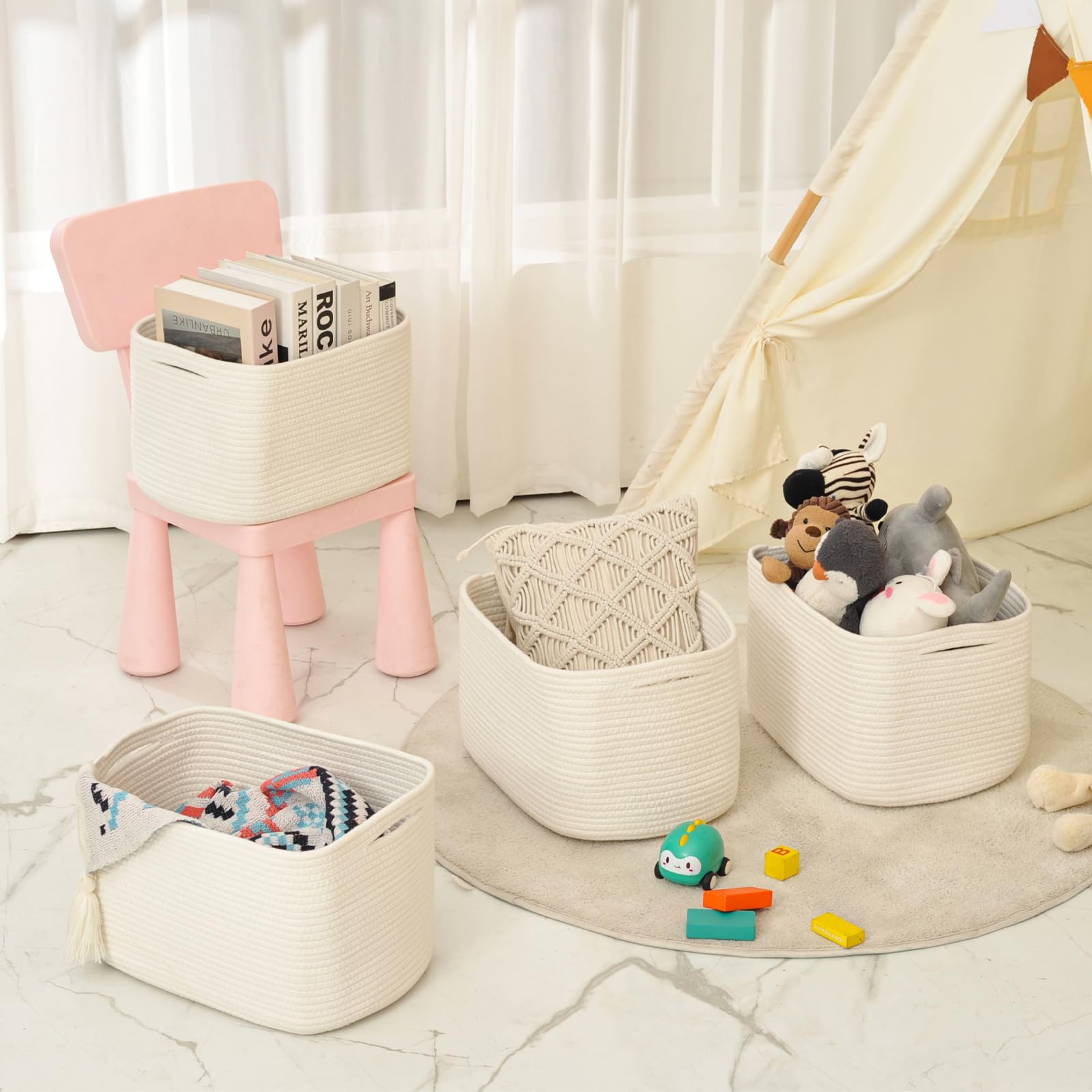 ICERZCZ off-white baskets blending with home decor
