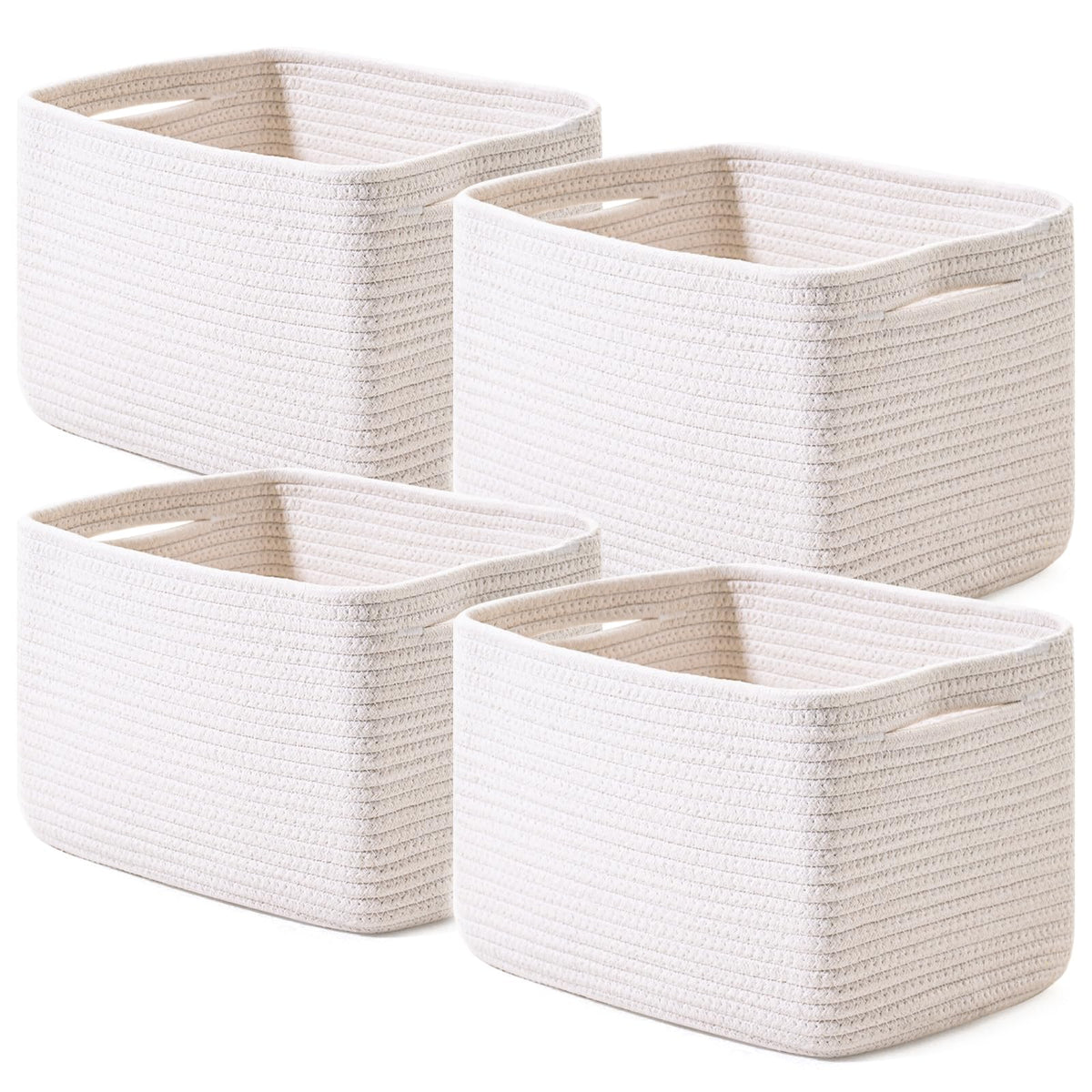 ICERZCZ storage baskets in off white on a shelf for tidy organization
