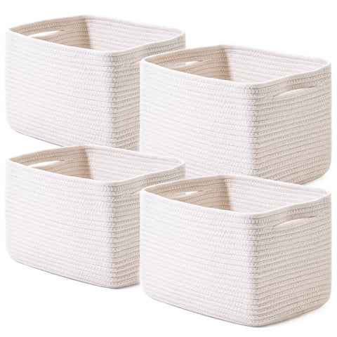 ICERZCZ storage baskets in off white on a shelf for tidy organization