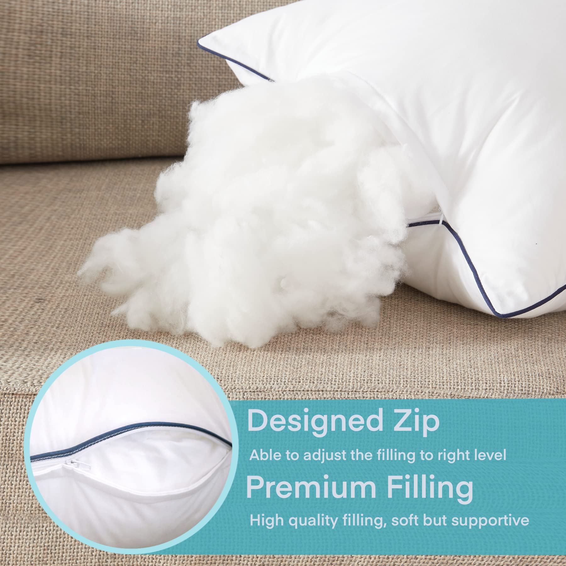 Ichrysania pillow inserts on bed provide decorative accent and reading support.
