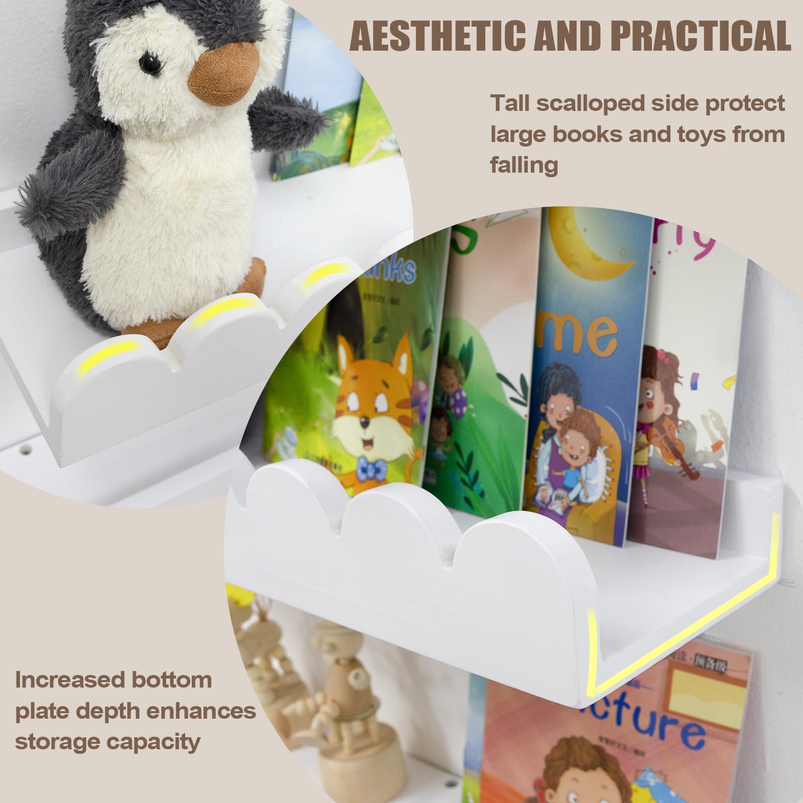 icnjdmopclean kids room wall shelves promote tidy books and toys display