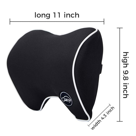 ICOMFYWAY adjustable-height neck pillow secured by elastic strap for personalized fit.