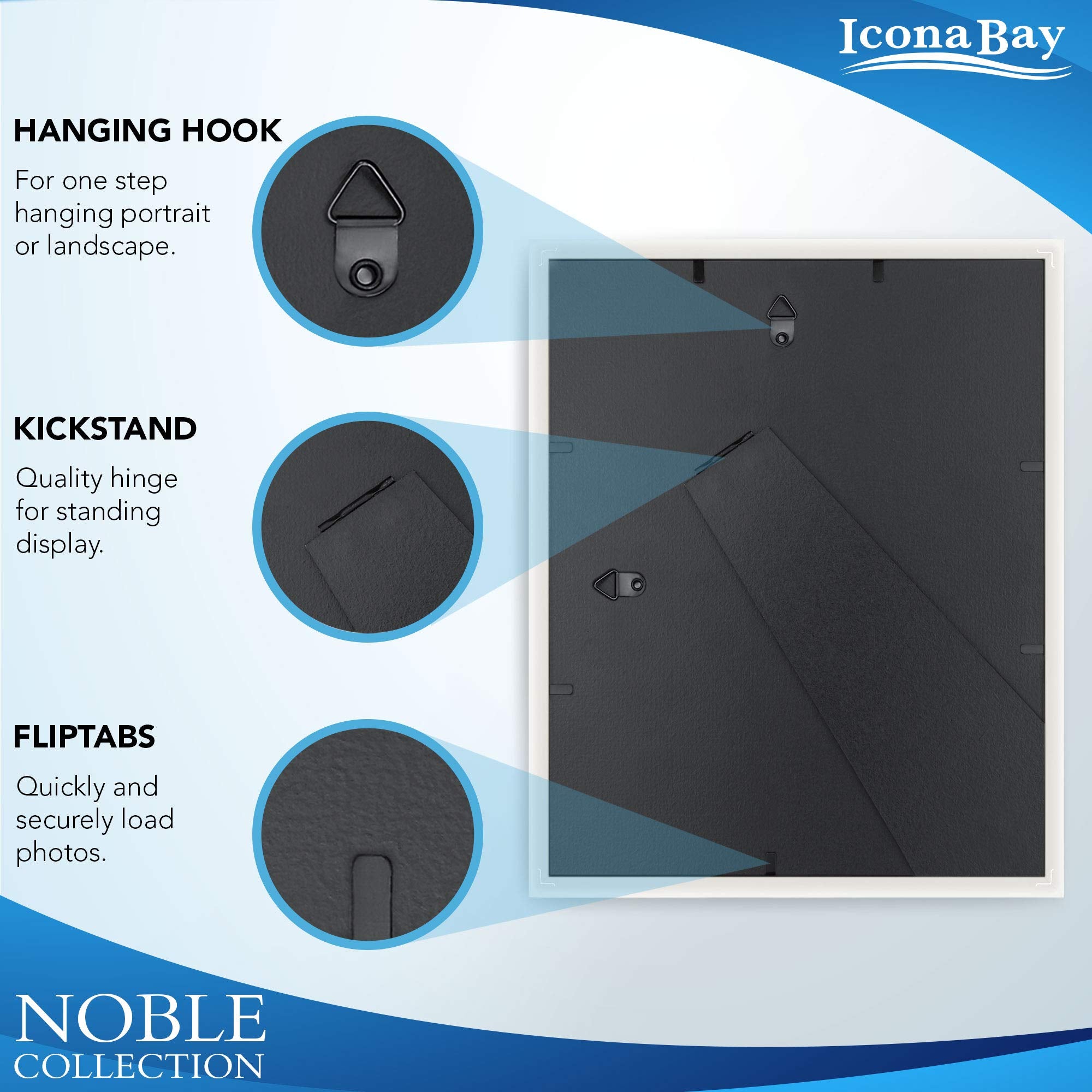 Icona Bay Noble Collection 8x10 frame gold easel back for tabletop display