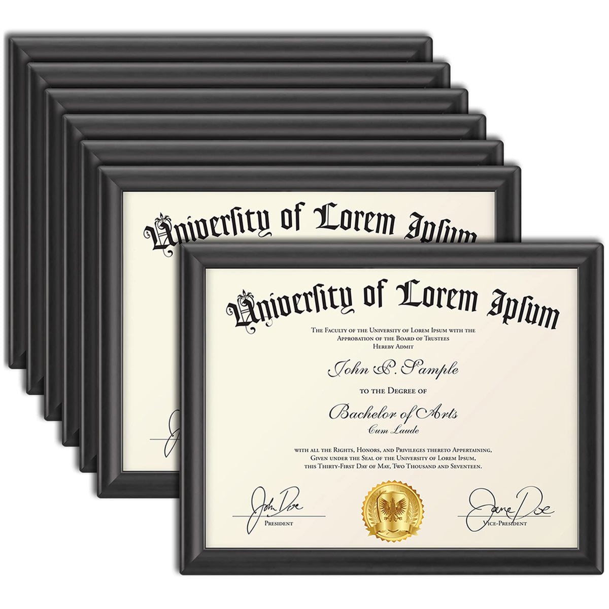 Icona Bay 8.5x11 black certificate frame wall display shows diplomas clearly