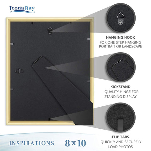 Icona Bay 8x10 frame fits standard photos and keeps memories visible.