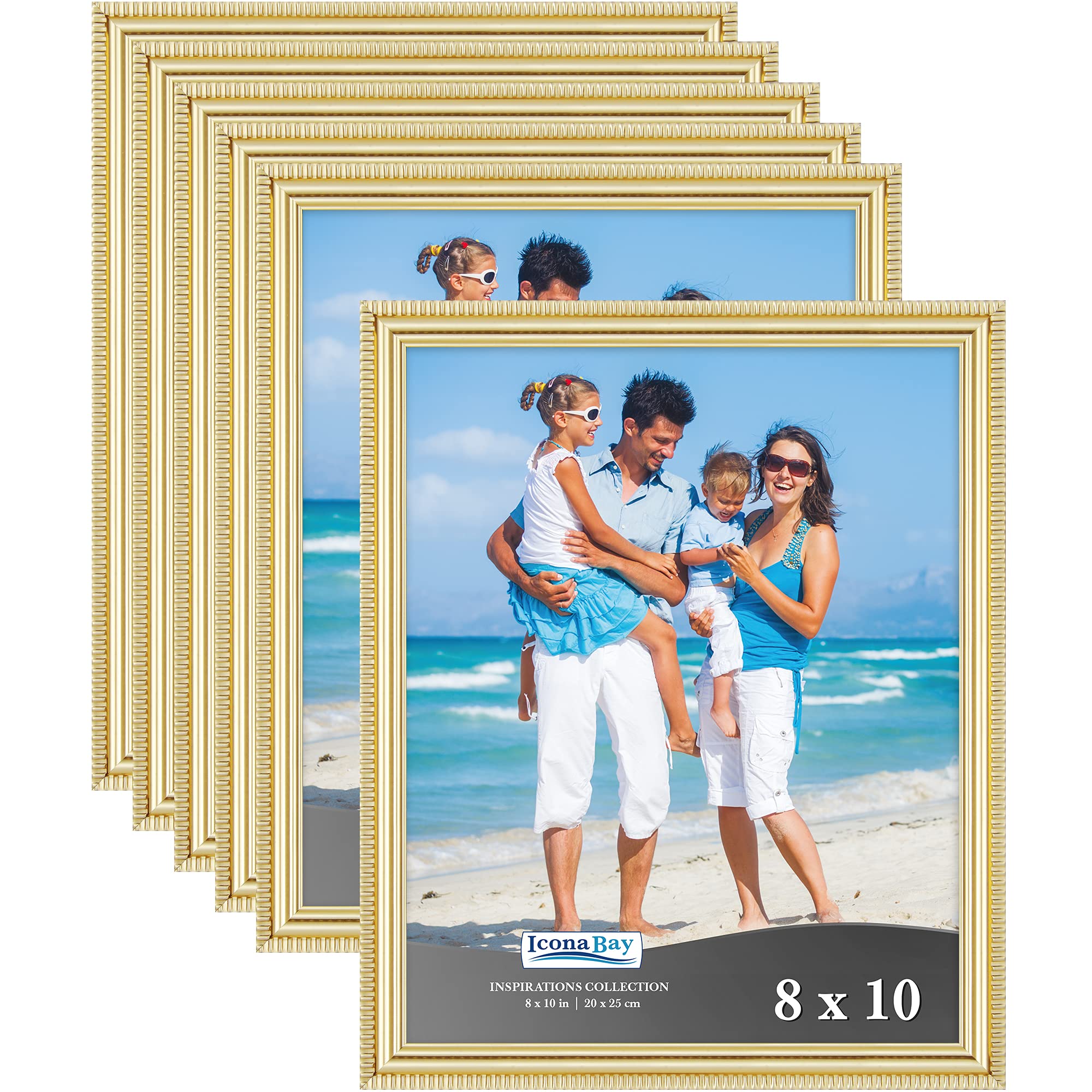 Icona Bay 8x10 gold frame with scalloped molding enhances cherished photos.
