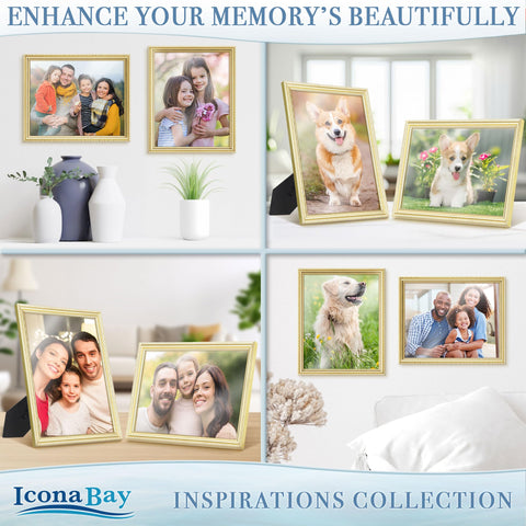 Icona Bay frames with D-ring hooks for portrait or landscape hanging.