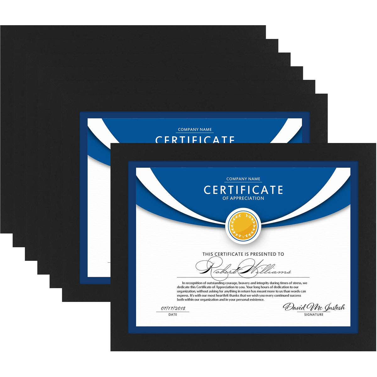 Icona Bay black 8x11 diploma frame, 12-pack, sturdy MDF for wall display.