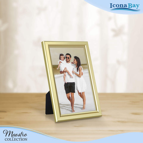 Icona Bay Maestro gold frame with easel and hanging options for flexible display