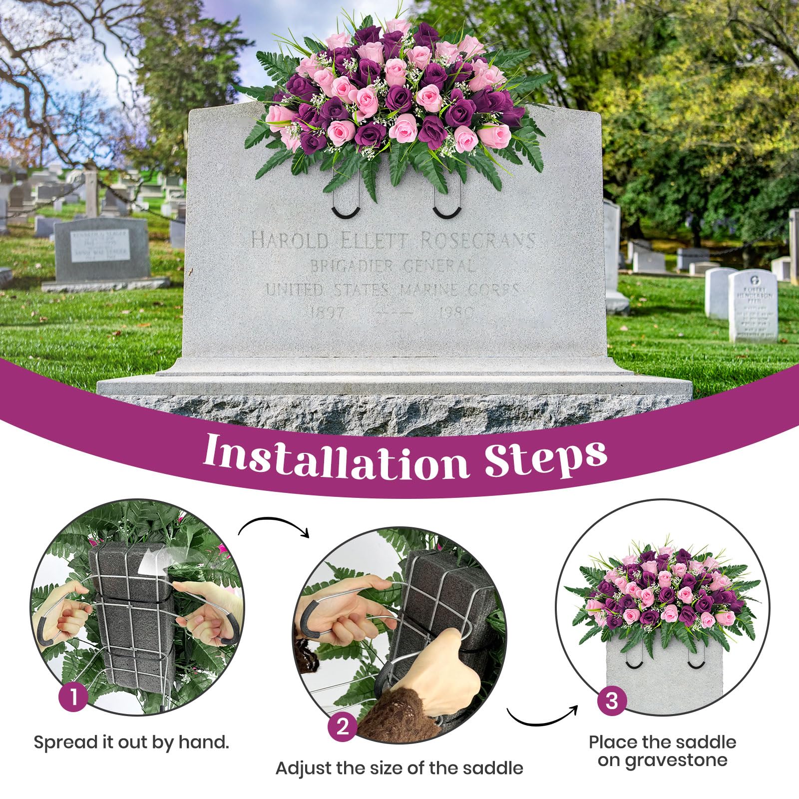 ICX easy-install cemetery decor for memorial days and grave visits