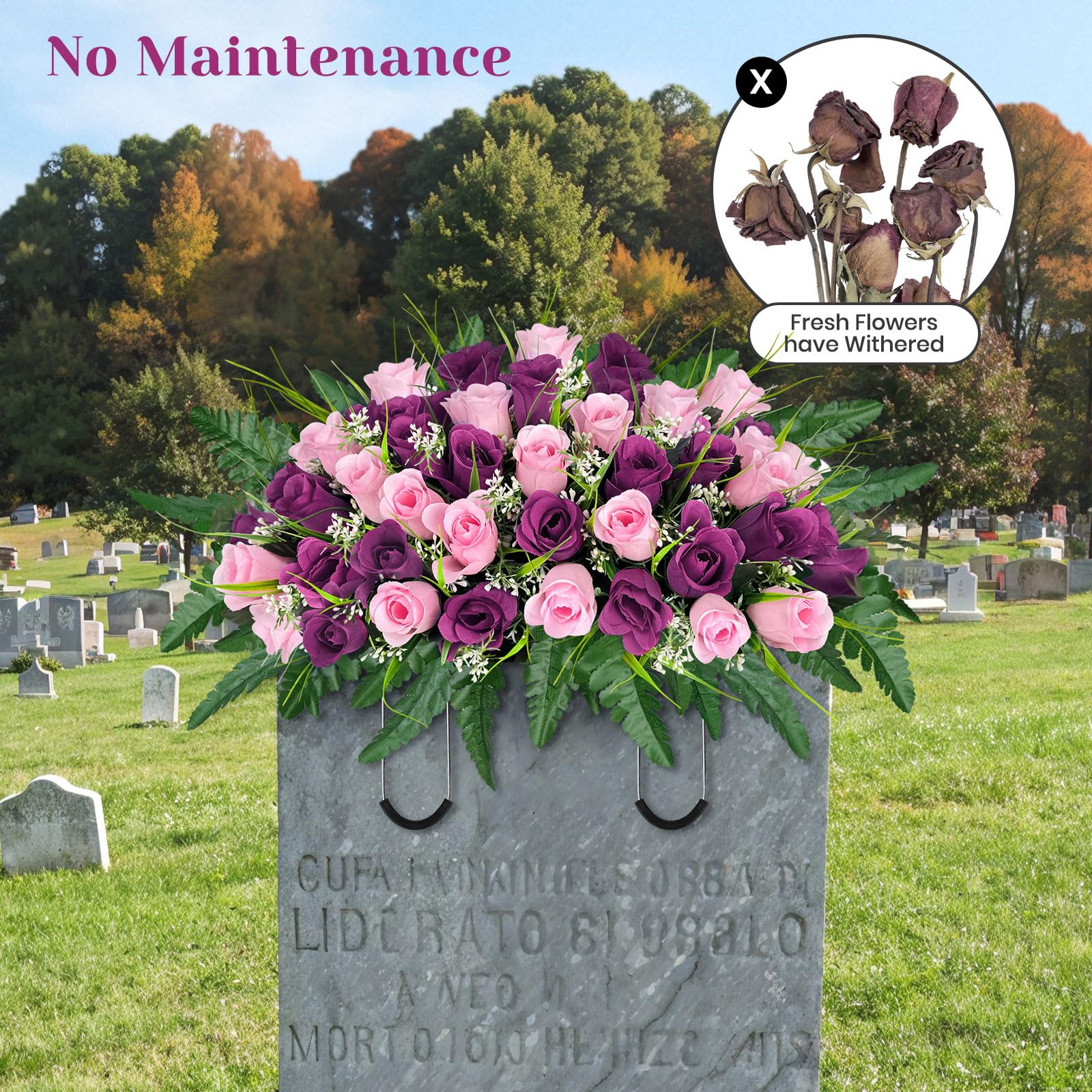 ICX durable silk flowers resist fading, providing a dignified grave tribute
