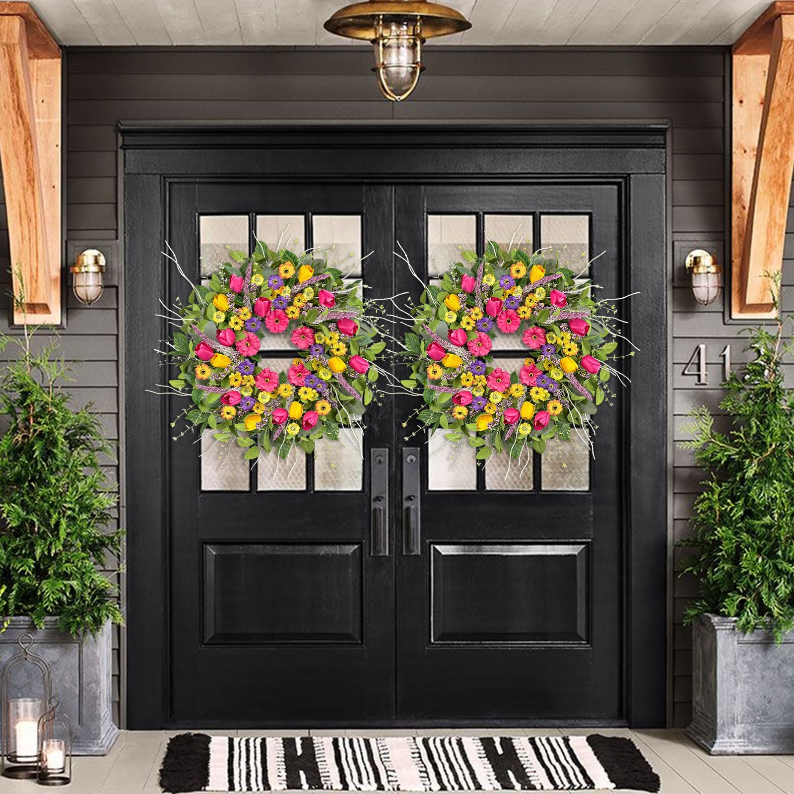 ICX farmhouse-style wreath complements various decors with a natural vibe.