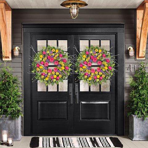 ICX farmhouse-style wreath complements various decors with a natural vibe.