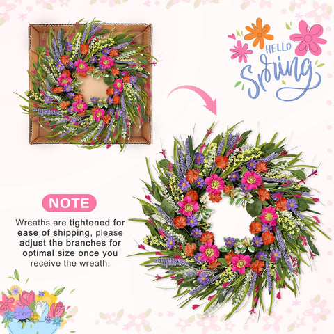ICX weather-resistant silk flowers wreath preserves vivid look with minimal maintenance.