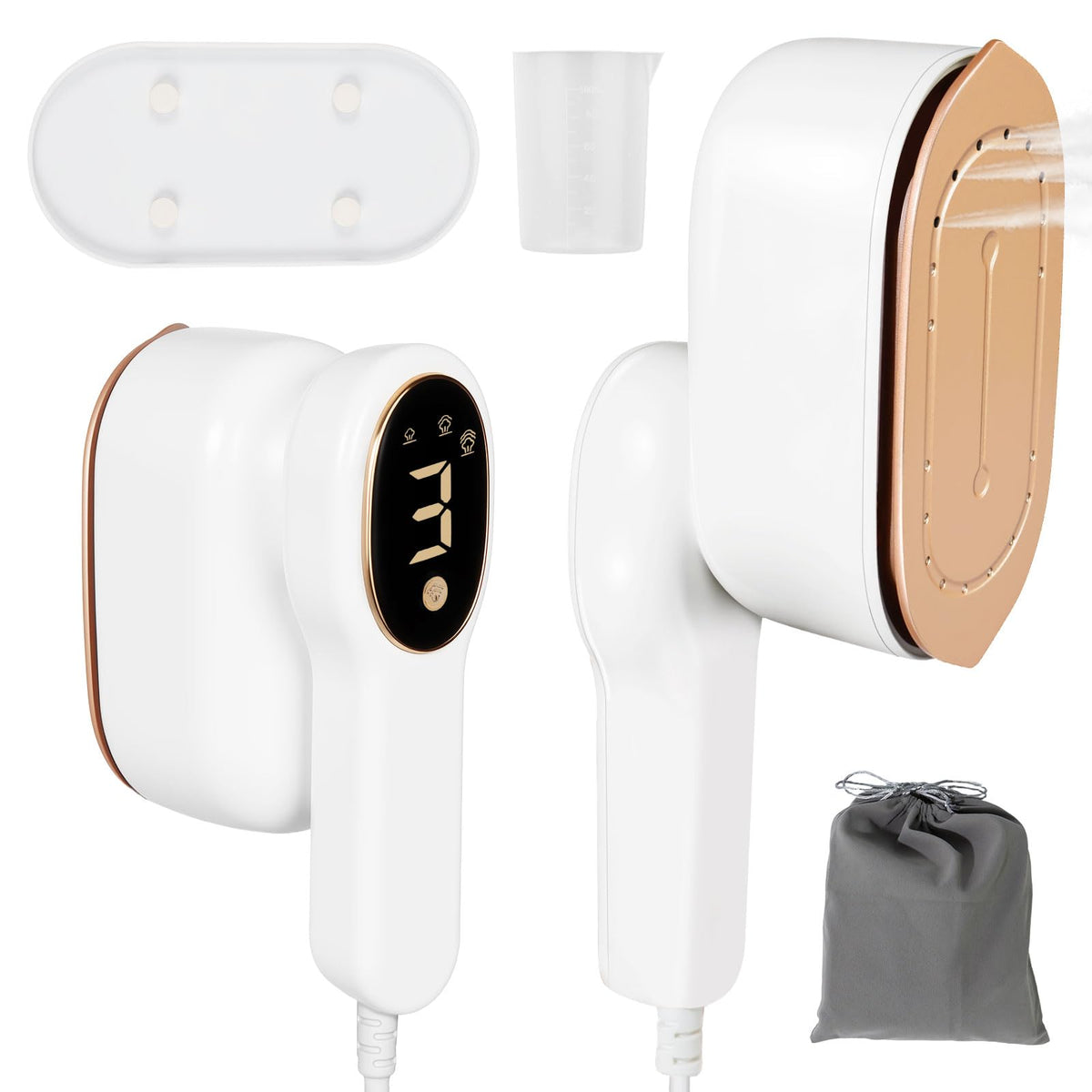 IDACYRIA smart travel steamer with LCD display for quick wrinkle removal on the go