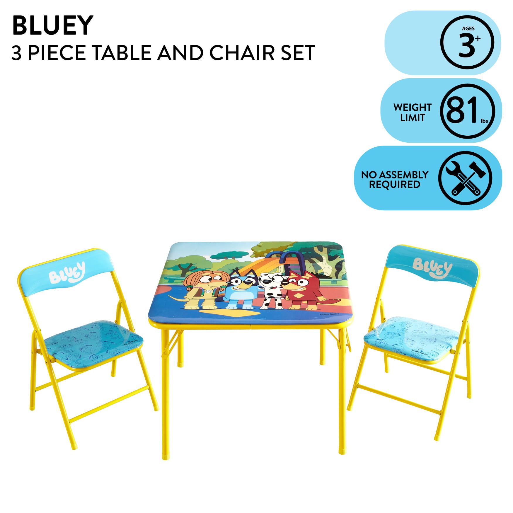 Idea Nuova Bluey padded chair provides comfortable seating during crafts.