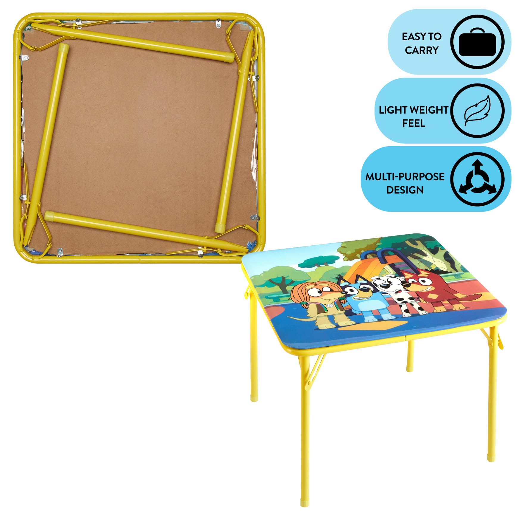 Idea Nuova Bluey table dimensions fit compact play areas for kids.