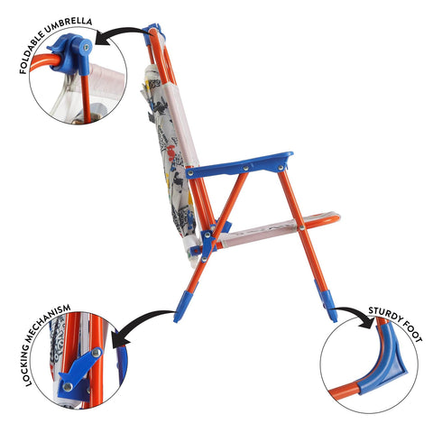 Idea Nuova Disney Mickey Beach Chair folded for easy transport and storage