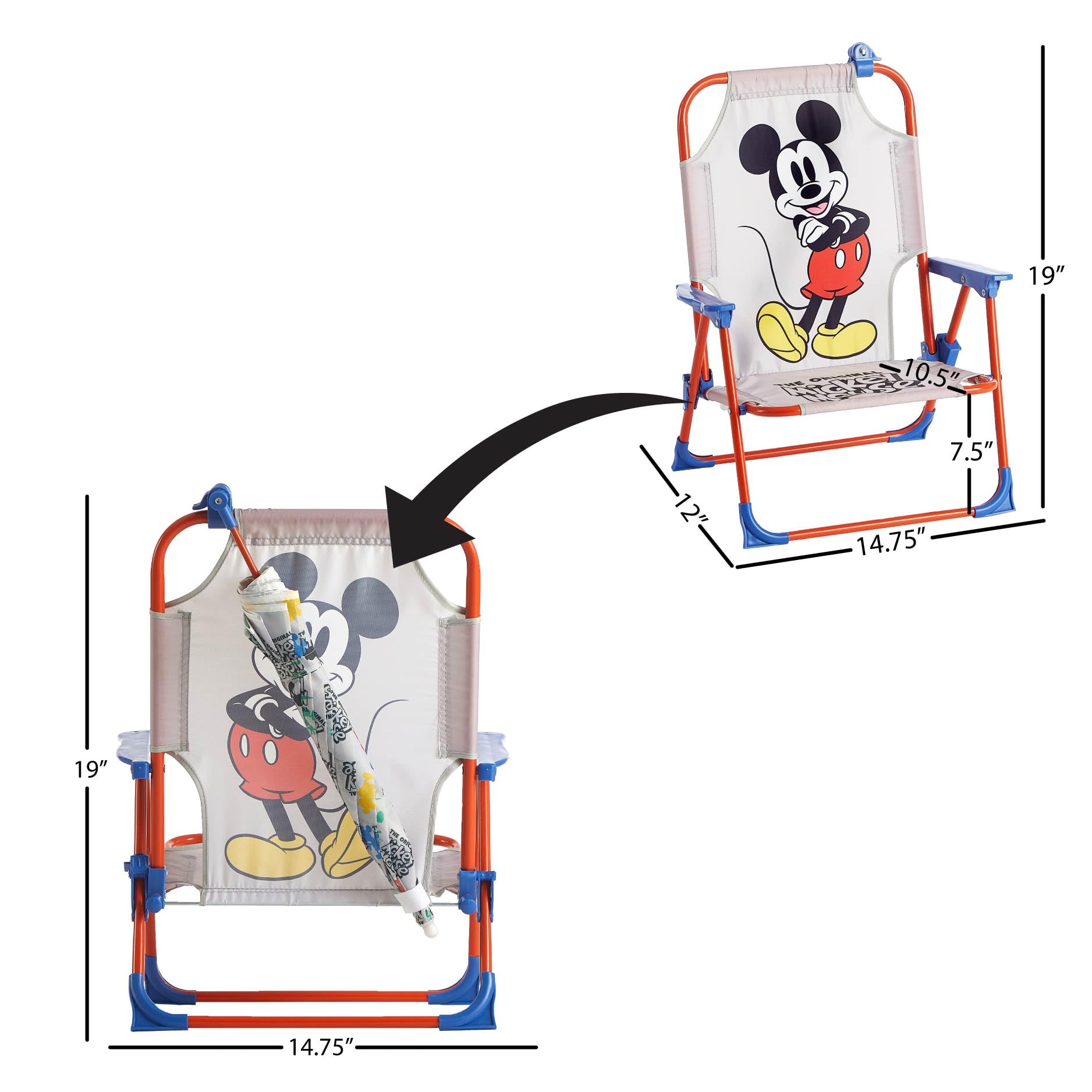 Idea Nuova Disney Mickey Beach Chair open for use at the beach or pool