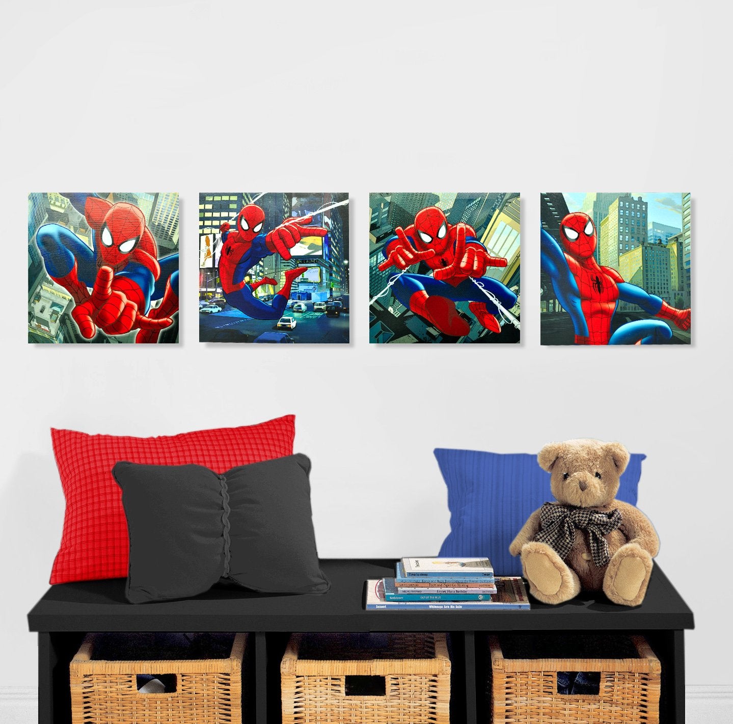 Idea Nuova Spider-Man canvas panel showcasing vibrant colors for playful wall decor.