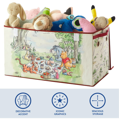 Idea Nuova Winnie the Pooh trunk lid open showing collapsible storage design