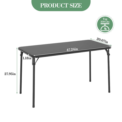 IDEALHOUSE 4ft folding table tabletop close-up, premium PU leather surface, stain resistant