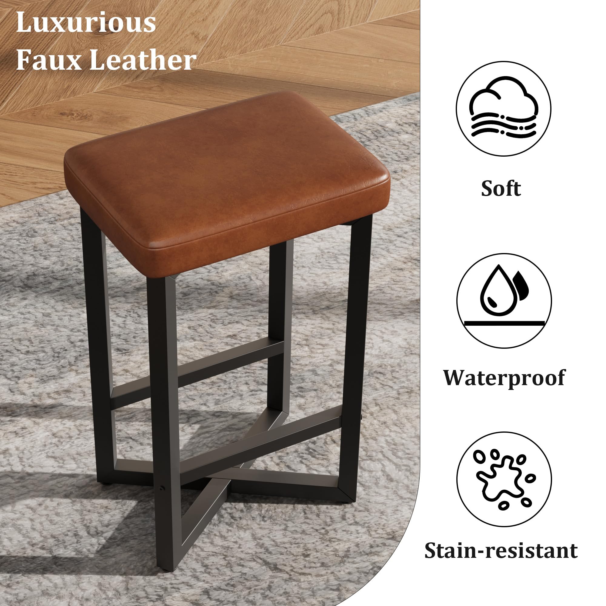 IDEALHOUSE Bar Stools backless design ideal for space-saving seating.