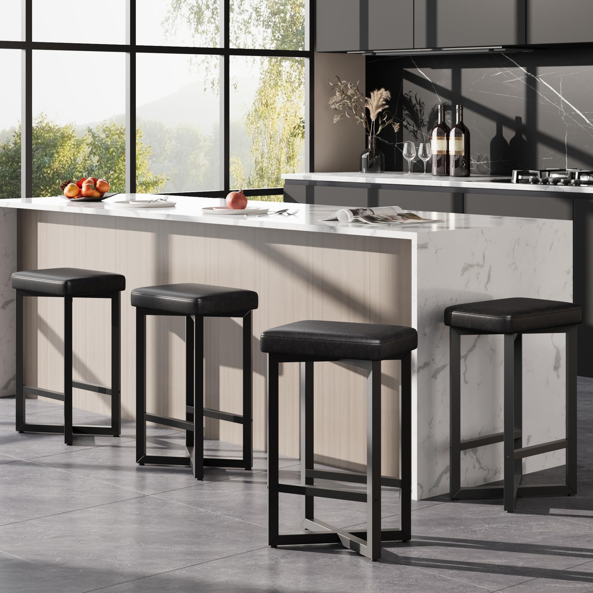 IDEALHOUSE PU leather upholstered seat provides comfortable, spill resistant use.
