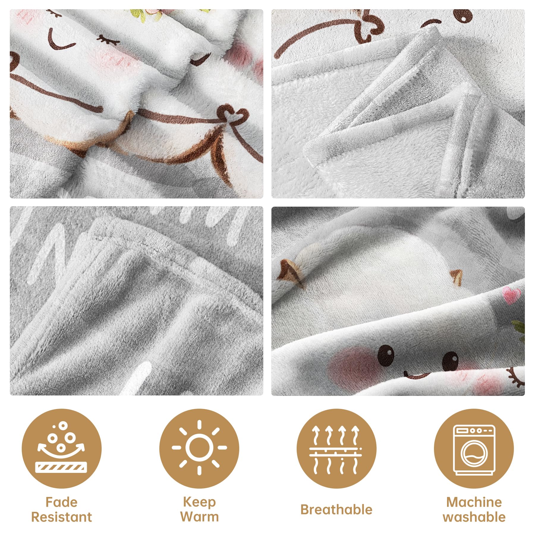 IDELTIME blanket size fifty-by-sixty inches provides generous coverage.