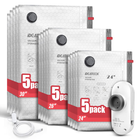 IDEATECH 15-pack travel vacuum bags for compact clothing storage