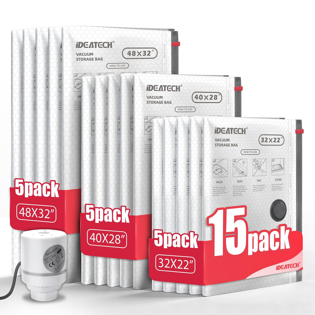 IDEATECH vacuum bags with pump in action for closet compression