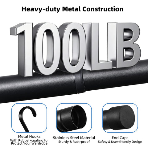 Idefair heavy-duty rod supports up to 100lbs for sturdy storage