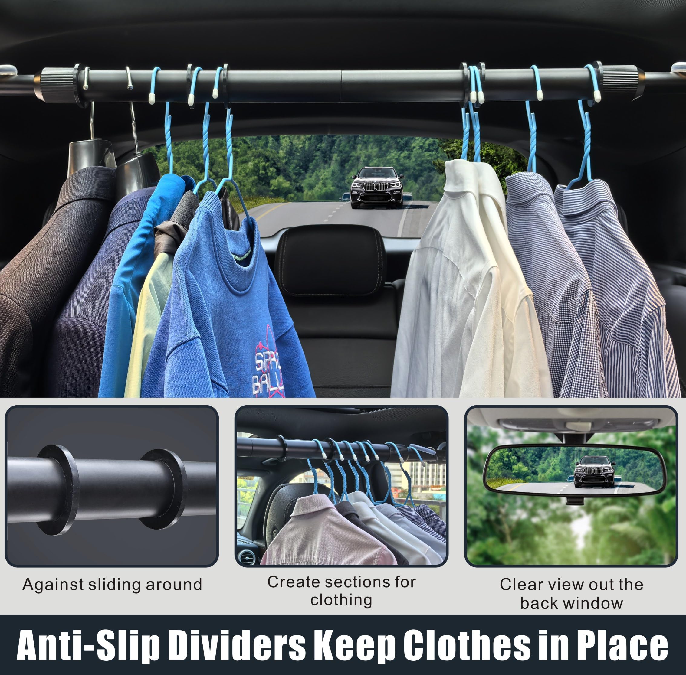 Idefair dual-installation hanger bar attaches to grab handles or garment hooks