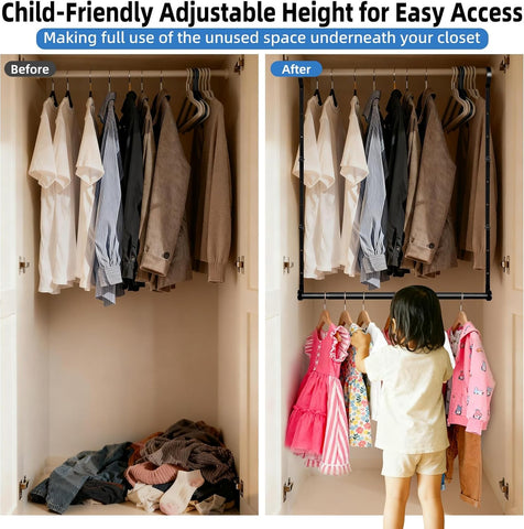 Idefair no-drill installation allows tool-free, quick wardrobe expansion.