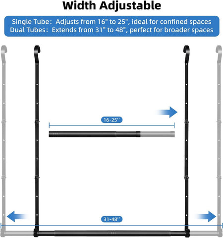 Idefair stepless extension from 16 to 48 inches enables precise width in any closet.