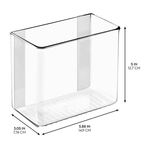 iDesign Adhesive Organizer Bin mounted inside a cabinet door