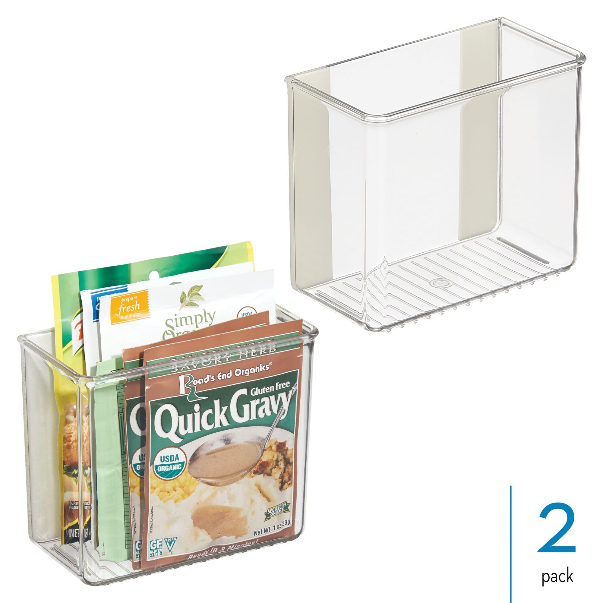 iDesign Adhesive Organizer Bin open-top clear design for quick visibility