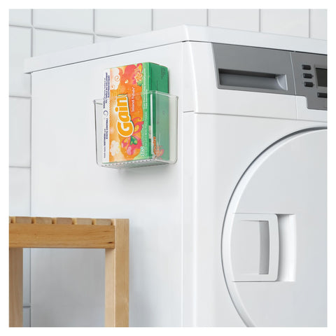 iDesign Adhesive Organizer Bin installed in a shower area for easy access