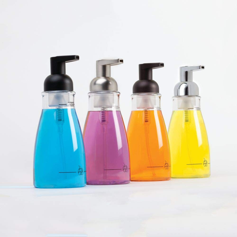 iDesign foaming soap dispenser durable base prevents tipping on wet counters