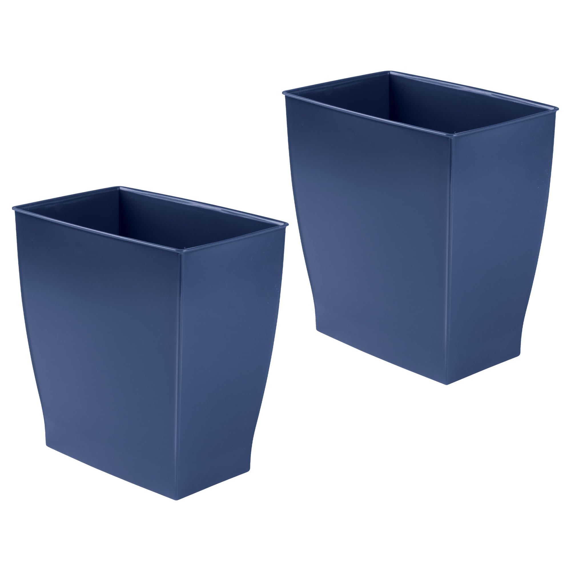 iDesign Mono trash can in navy blue complements modern decor in any room.