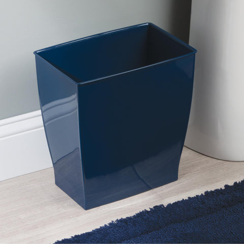iDesign Mono trash can in navy blue is easy to clean and maintain daily use.