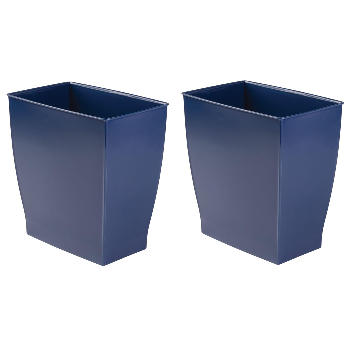 The iDesign Mono trash can in navy blue fits under the sink.