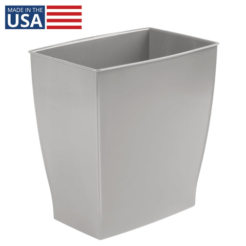 iDesign Mono trash can slim silhouette fits discreetly under desks and counters.