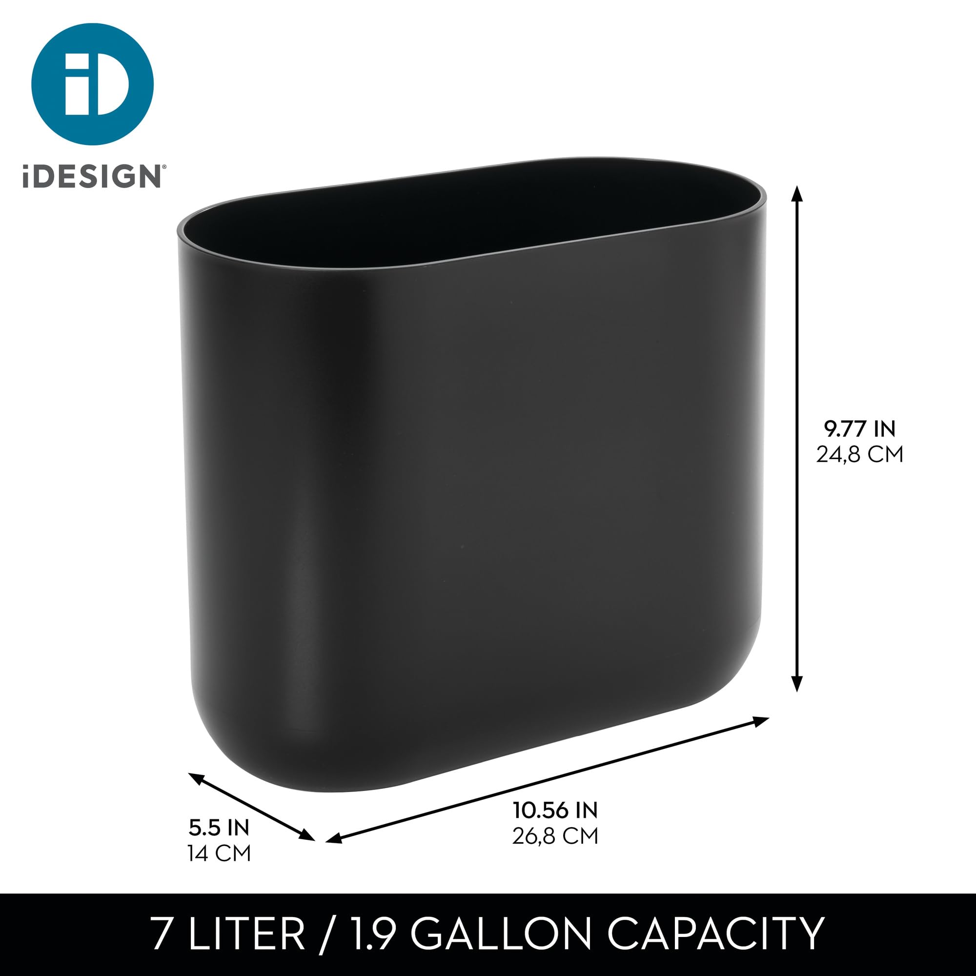 iDesign bathroom vanity trash can adds discreet waste solution.